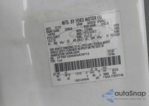 2006 Ford F-150 Stx/Xl/Xlt from USA, damaged, VIN 1FTRF12W06NA79713